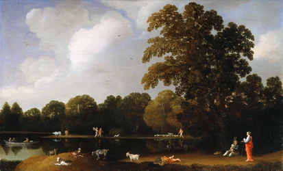 Uma paisagem do rio com Apolo e Marsyas